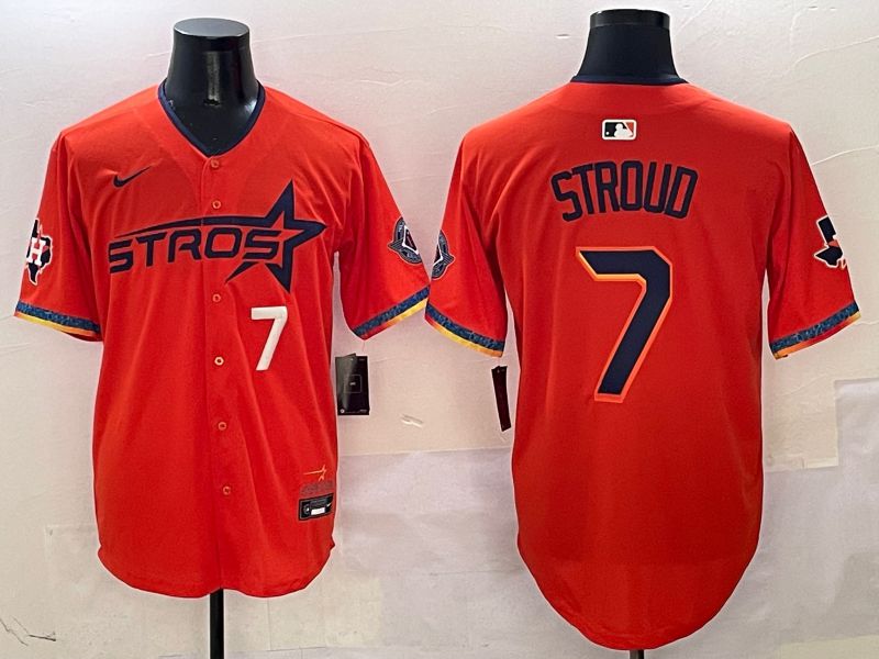 Men Houston Astros #7 Stroud Orange Fourth generation Joint Name Nike 2025 MLB Jersey style 3->houston astros->MLB Jersey